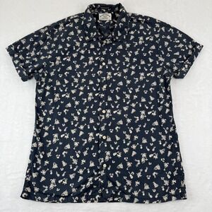 Scotch & Soda Aloha London Large Navy Blue Tropical Hawaiian Button Up Shirt